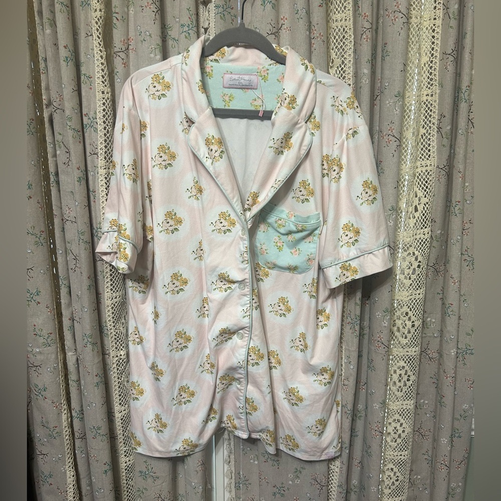 SweetHoney Women’s Soft Cottagecore Floral Button Down Pajama Top Size XXL NWOT